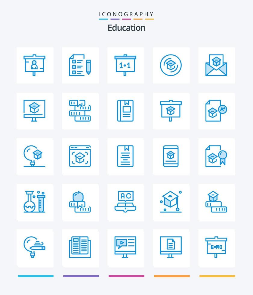 kreative Bildung 25 blaues Icon Pack wie Wissen. Ausbildung. Wissenschaft. . Schule vektor