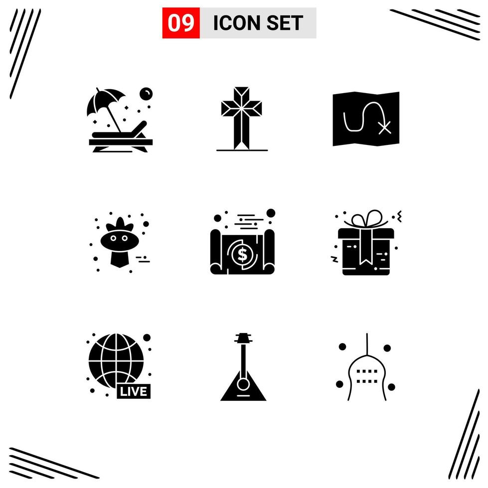 uppsättning av 9 modern ui ikoner symboler tecken för dokumentera tacksägelse påsk Sparv höst redigerbar vektor design element