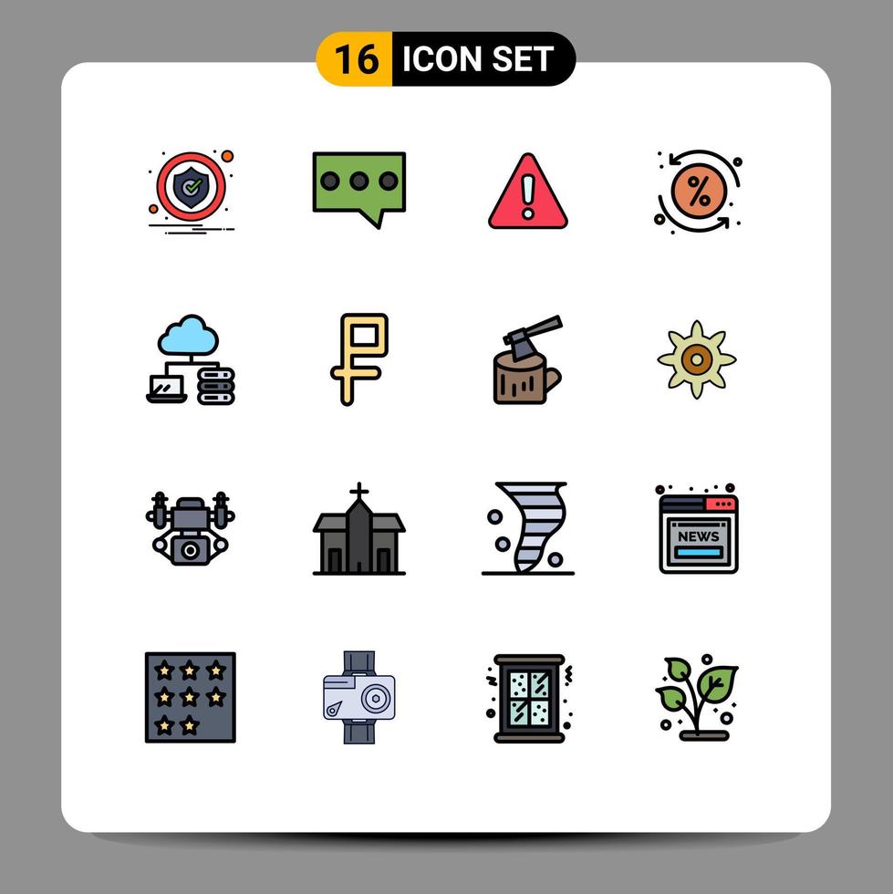 piktogram uppsättning av 16 enkel platt Färg fylld rader av server moln fara transaktion lån redigerbar kreativ vektor design element