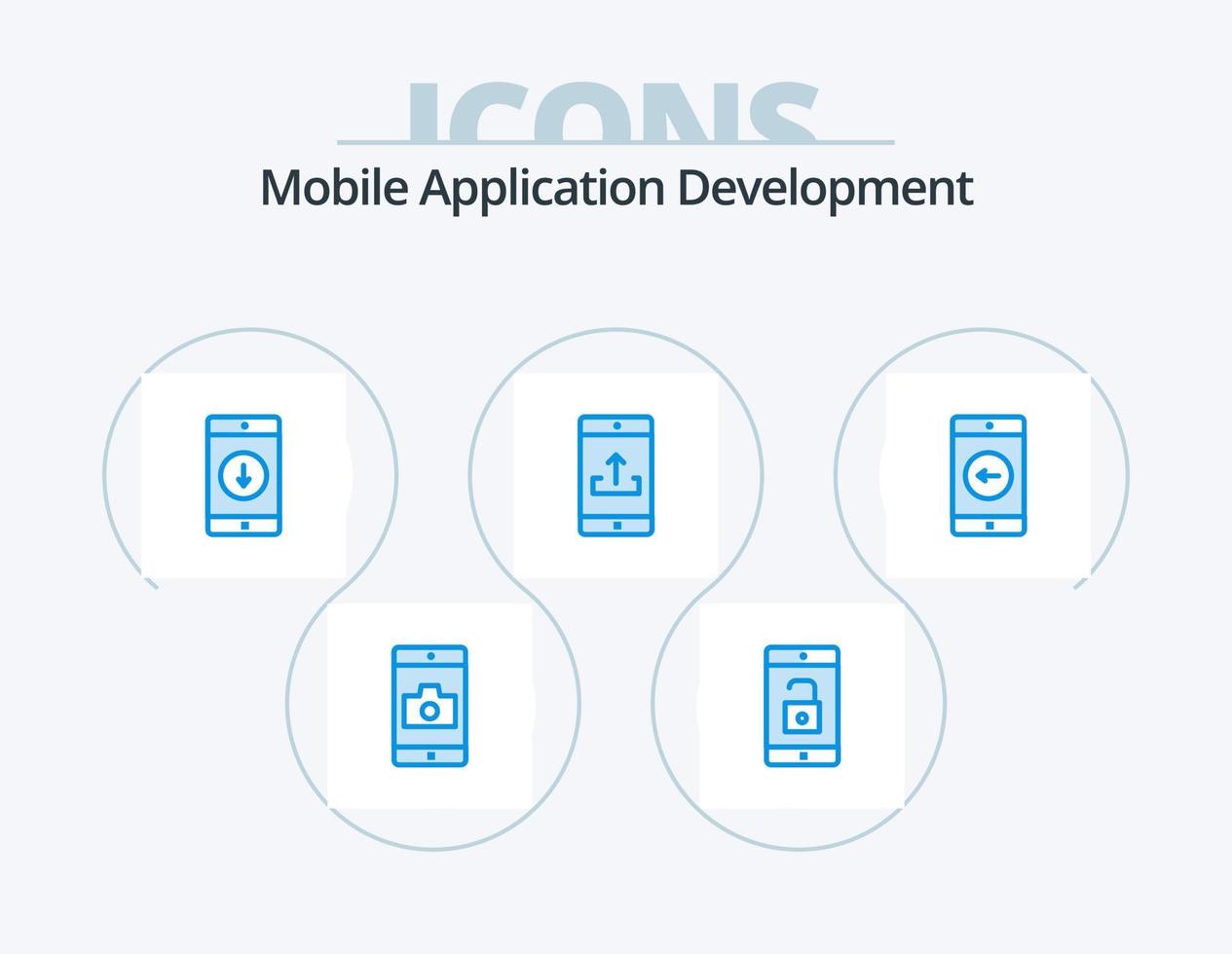 mobil Ansökan utveckling blå ikon packa 5 ikon design. ladda upp. mobil Ansökan. Ansökan. mobil. pil vektor