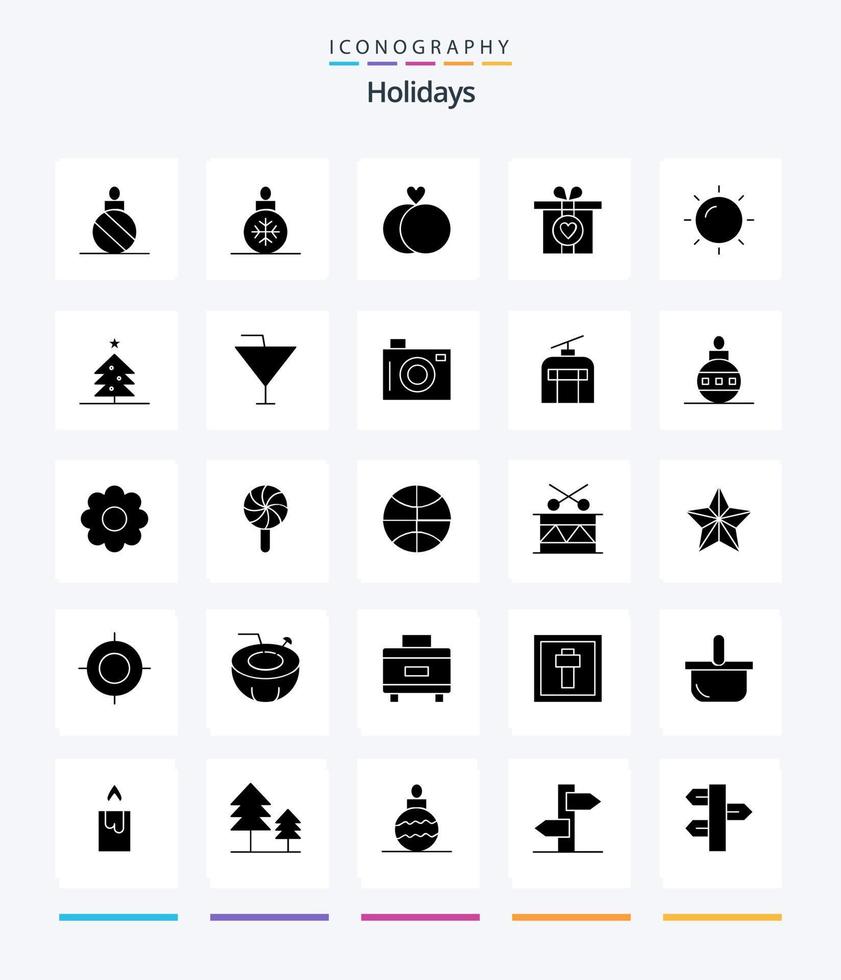 Creative Holidays 25 Glyph Solid Black Icon Pack wie Getränk. Weihnachten. Liebe. Baum. Sonne vektor