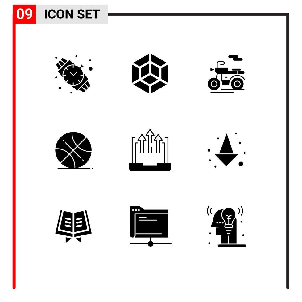 uppsättning av 9 modern ui ikoner symboler tecken för bärbar dator företag skoter pil sporter redigerbar vektor design element