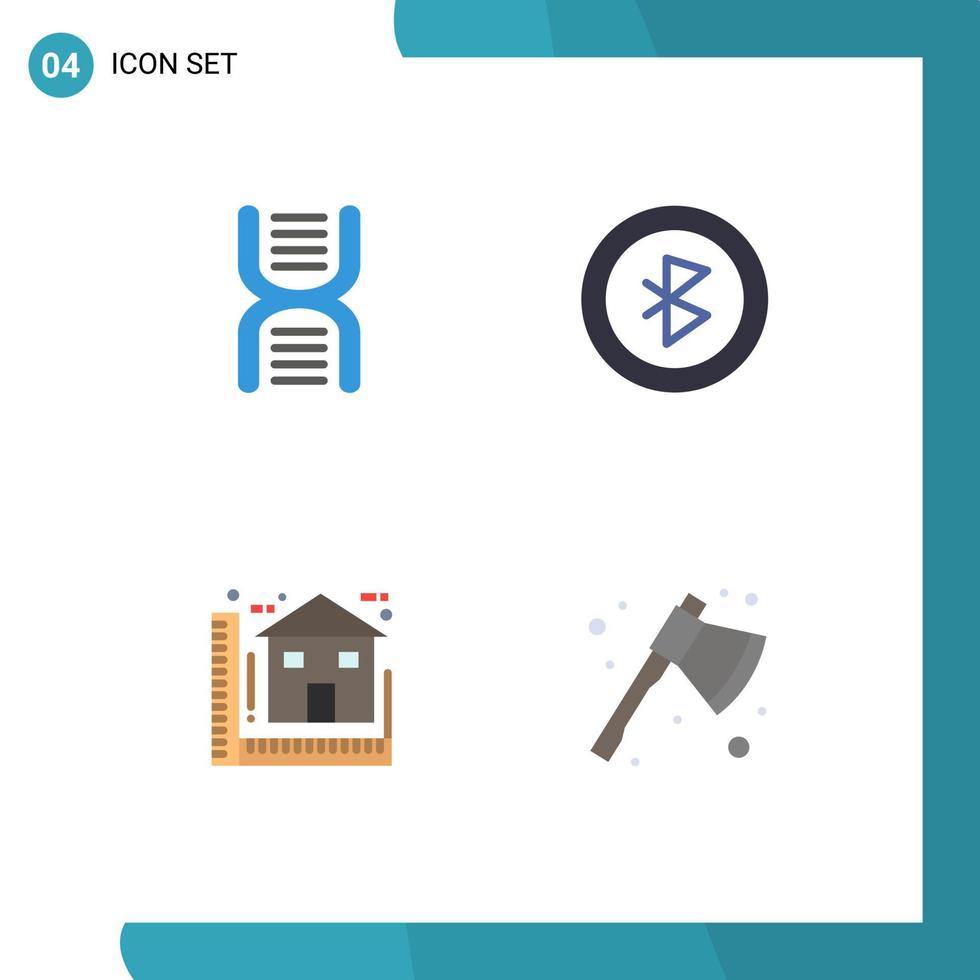 4 flaches Symbolkonzept für mobile Websites und Apps Biologie Blueprint Physik Verbindung nach Hause editierbare Vektordesign-Elemente vektor