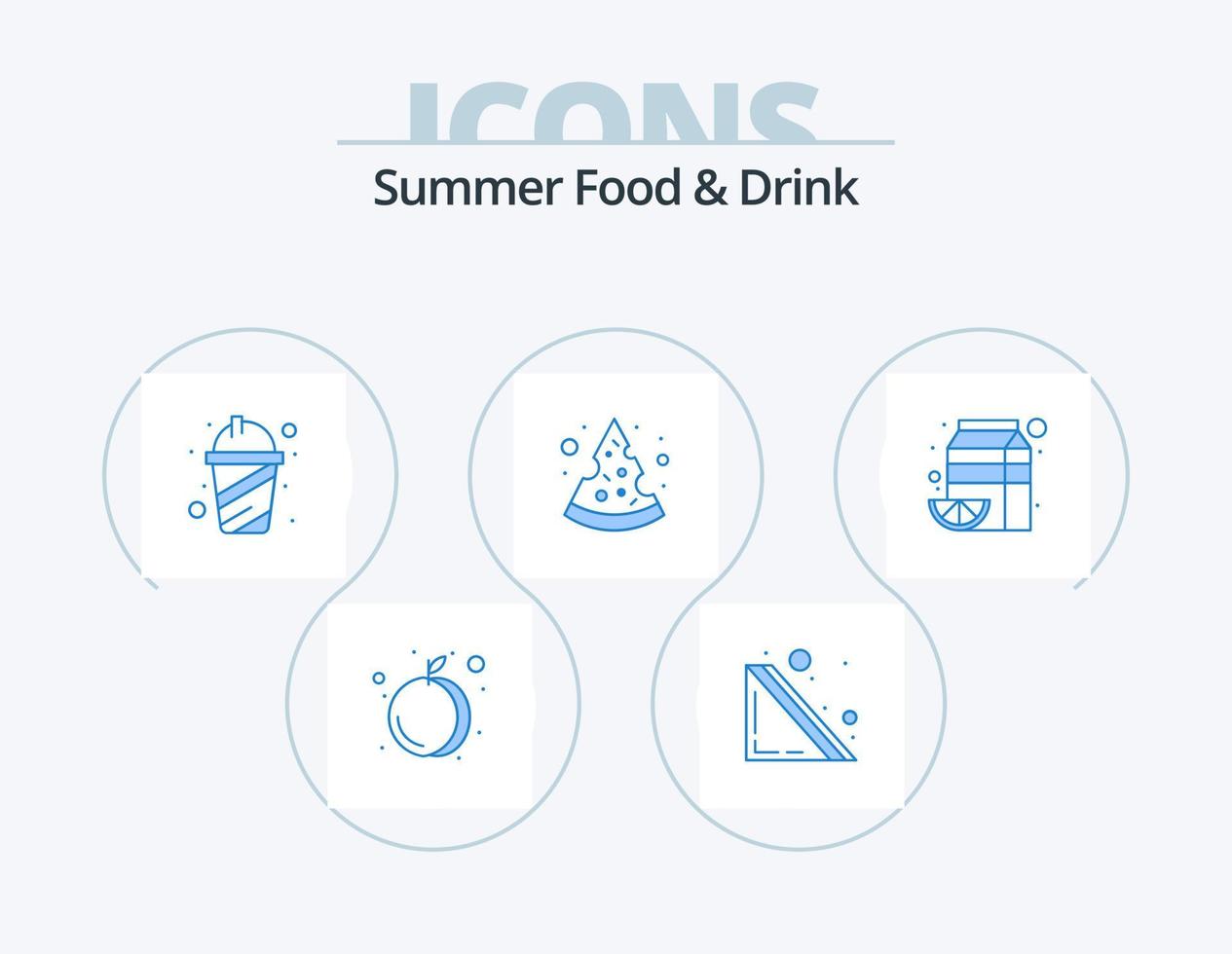 Sommer essen und trinken blau Icon Pack 5 Icon Design. orange. Frucht. Saft. trinken. Scheibe vektor