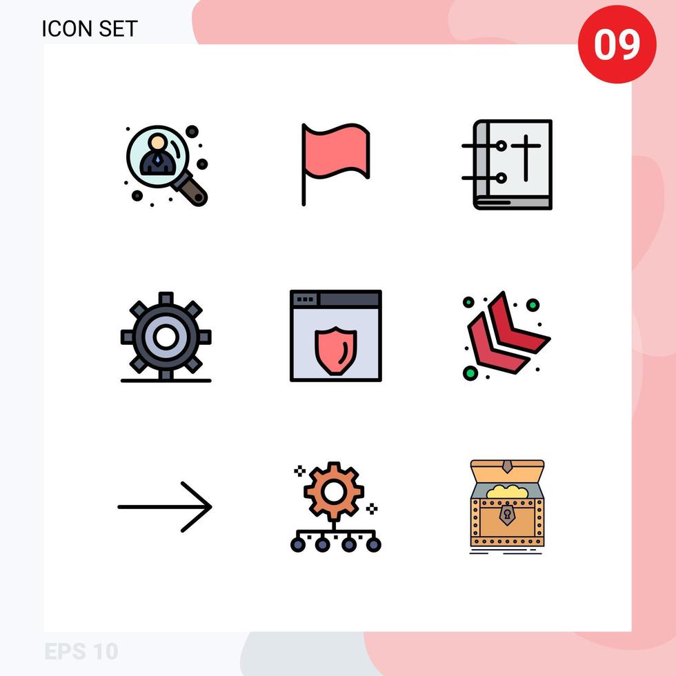 9 tematiska vektor fylld linje platt färger och redigerbar symboler av webb server redskap kristen utveckling kodning redigerbar vektor design element