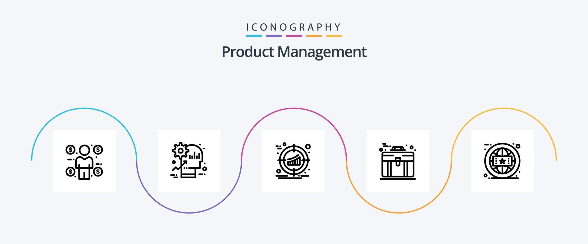 produkt förvaltning linje 5 ikon packa Inklusive fall. väska. produktivitet. företag. produkt vektor