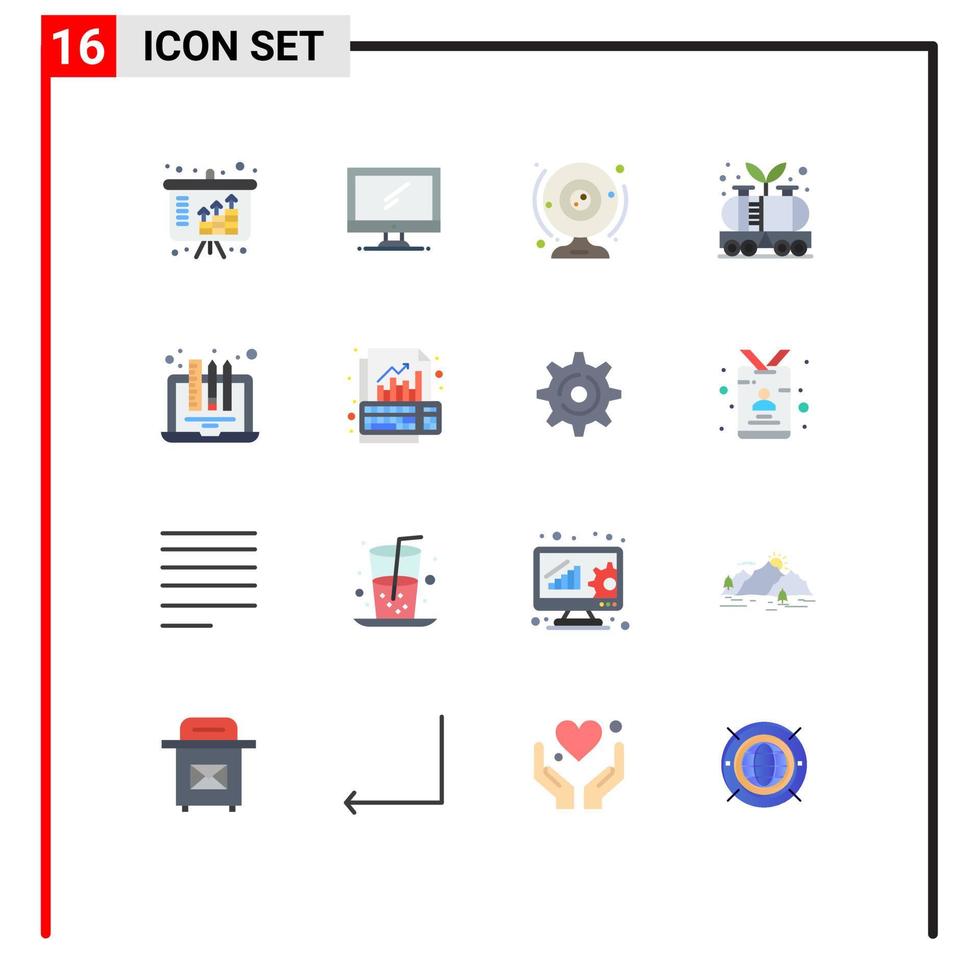 uppsättning av 16 modern ui ikoner symboler tecken för kraft industri pc energi dator redigerbar packa av kreativ vektor design element