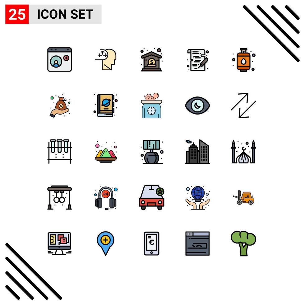 Stock Vector Icon Pack mit 25 Zeilenzeichen und Symbolen für Zylinder schreiben Human Study Management editierbare Vektordesign-Elemente