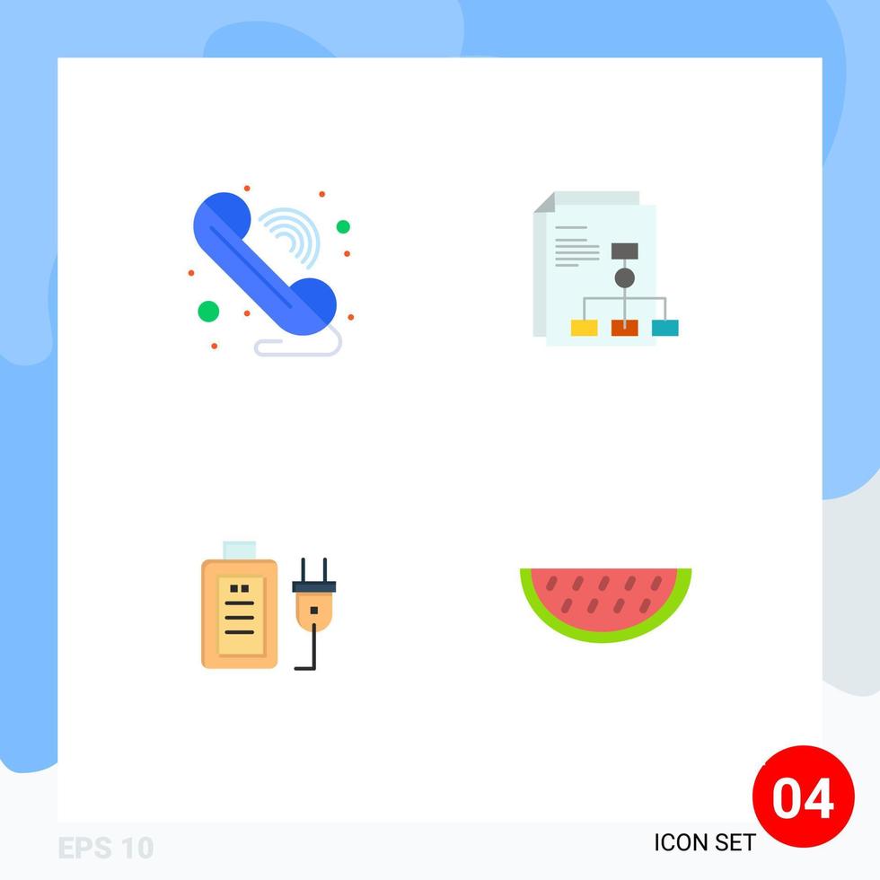 gruppe von 4 flachen symbolen zeichen und symbole für anrufgebühr wifi rechnung bildung editierbare vektorgestaltungselemente vektor