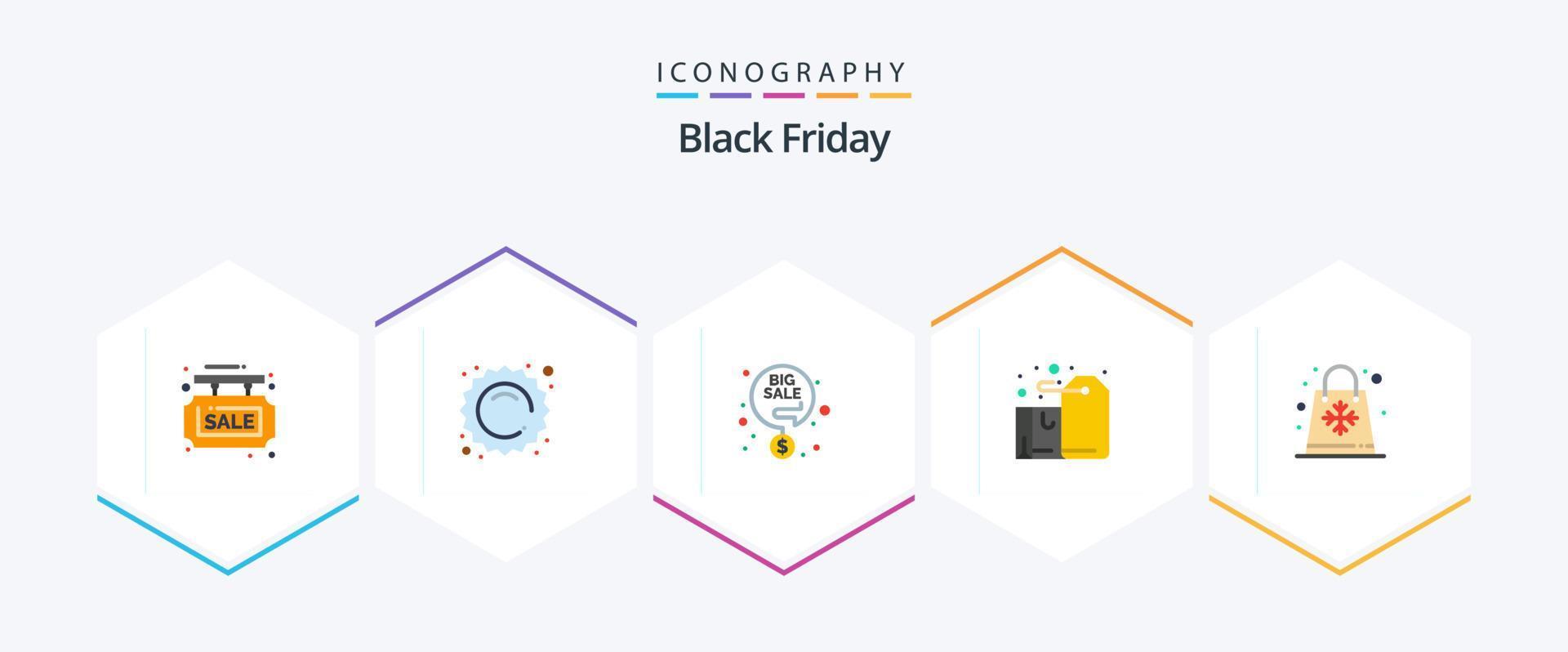 Black Friday 25 Flat Icon Pack inklusive Geschenk. Geschenk. Einkaufen. Kasten. Prozentsatz vektor