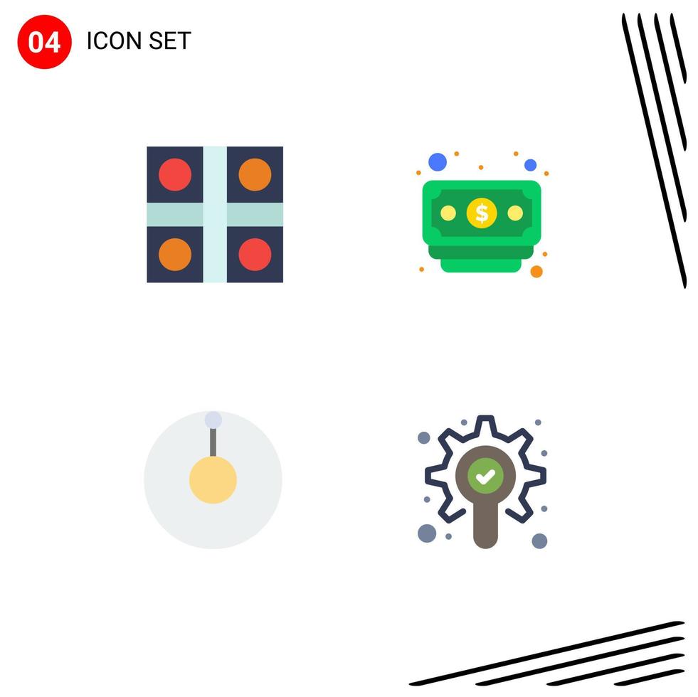 användare gränssnitt packa av 4 grundläggande platt ikoner av spel zenit ludo spel dollar redskap redigerbar vektor design element