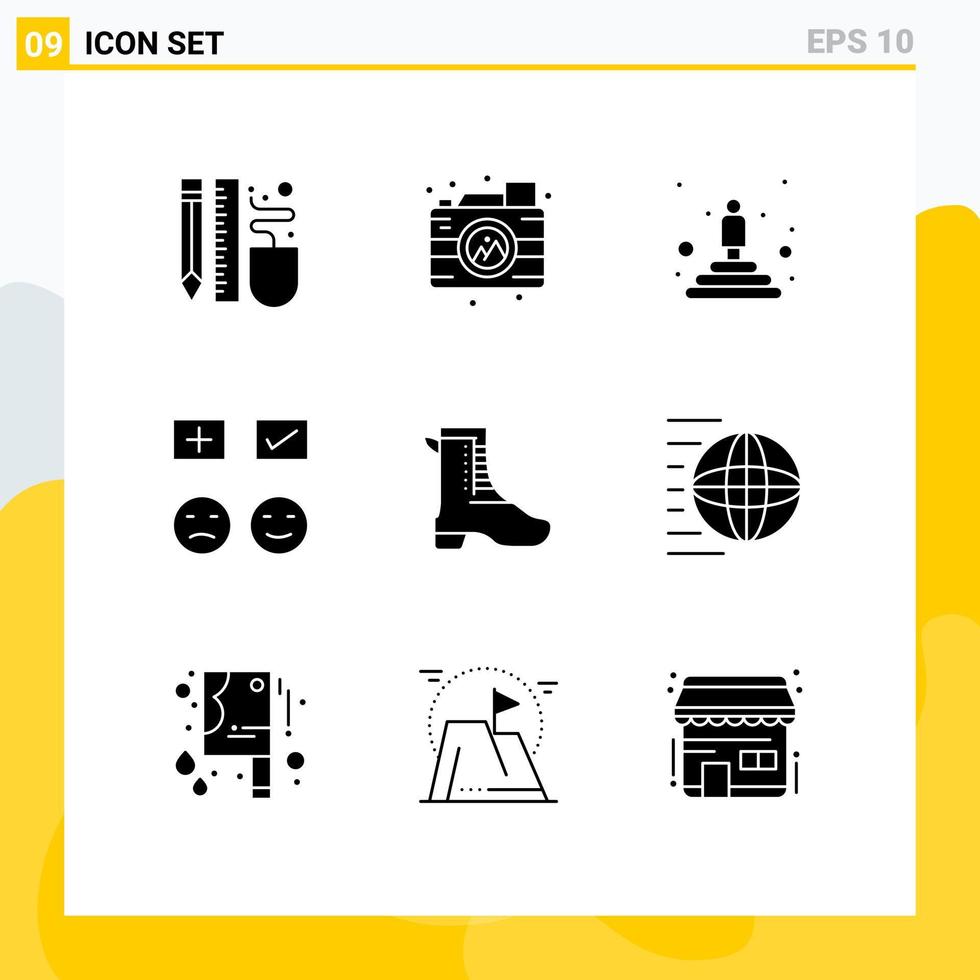 satz von 9 modernen ui-symbolen symbole zeichen für trauriges bild glücklicher gewinner editierbare vektordesignelemente hinzufügen vektor
