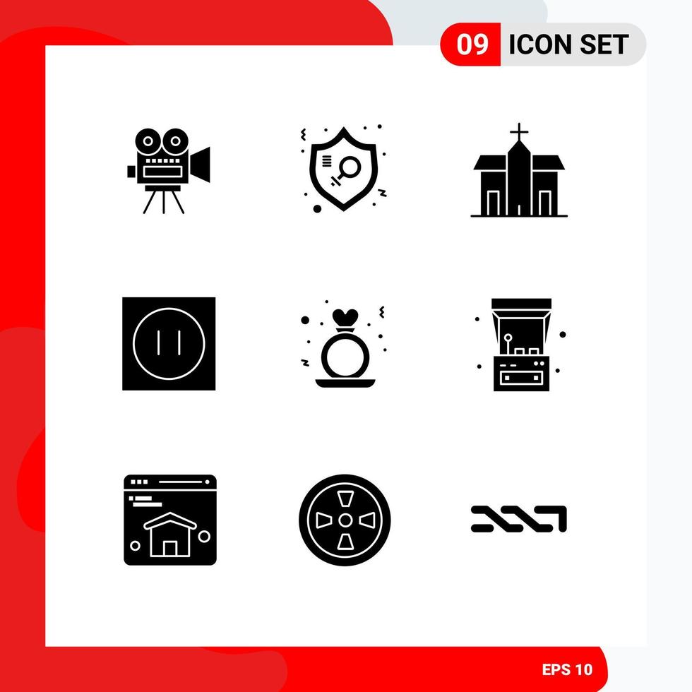 Stock Vector Icon Pack mit 9 Zeilen Zeichen und Symbolen für Technologie elektronische Frauengeräte historische editierbare Vektordesign-Elemente