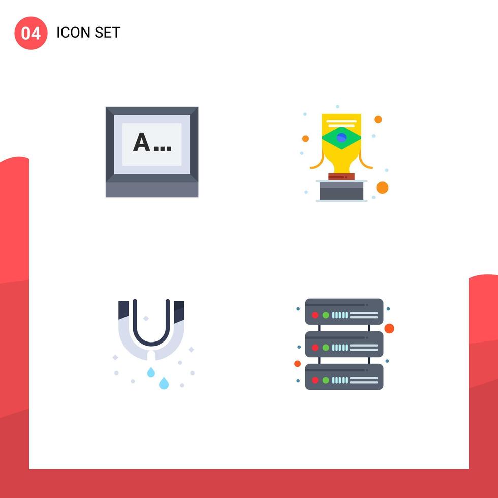 4 thematische Vektor-Flachsymbole und editierbare Symbole der mechanischen Monitortrophäen des Bildschirms, die editierbare Vektordesign-Elemente verlegen vektor