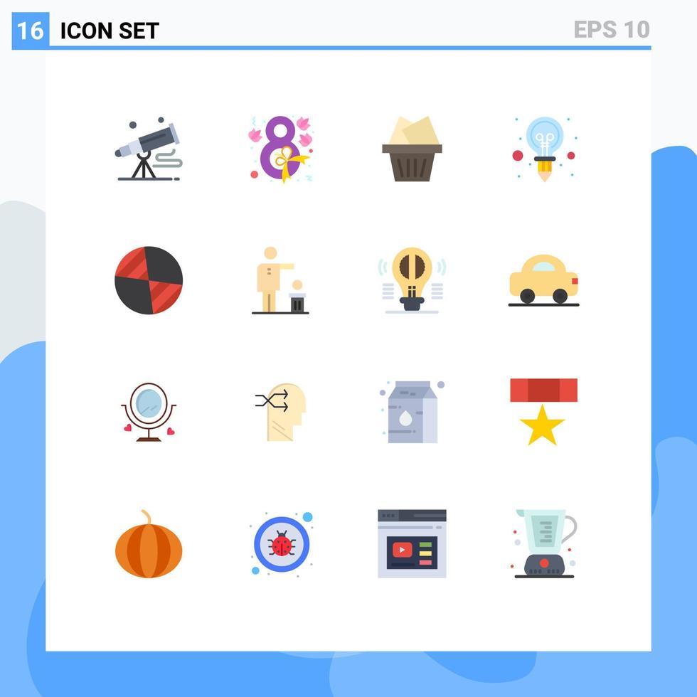 Packung mit 16 modernen flachen Farbzeichen und Symbolen für Web-Printmedien wie z vektor
