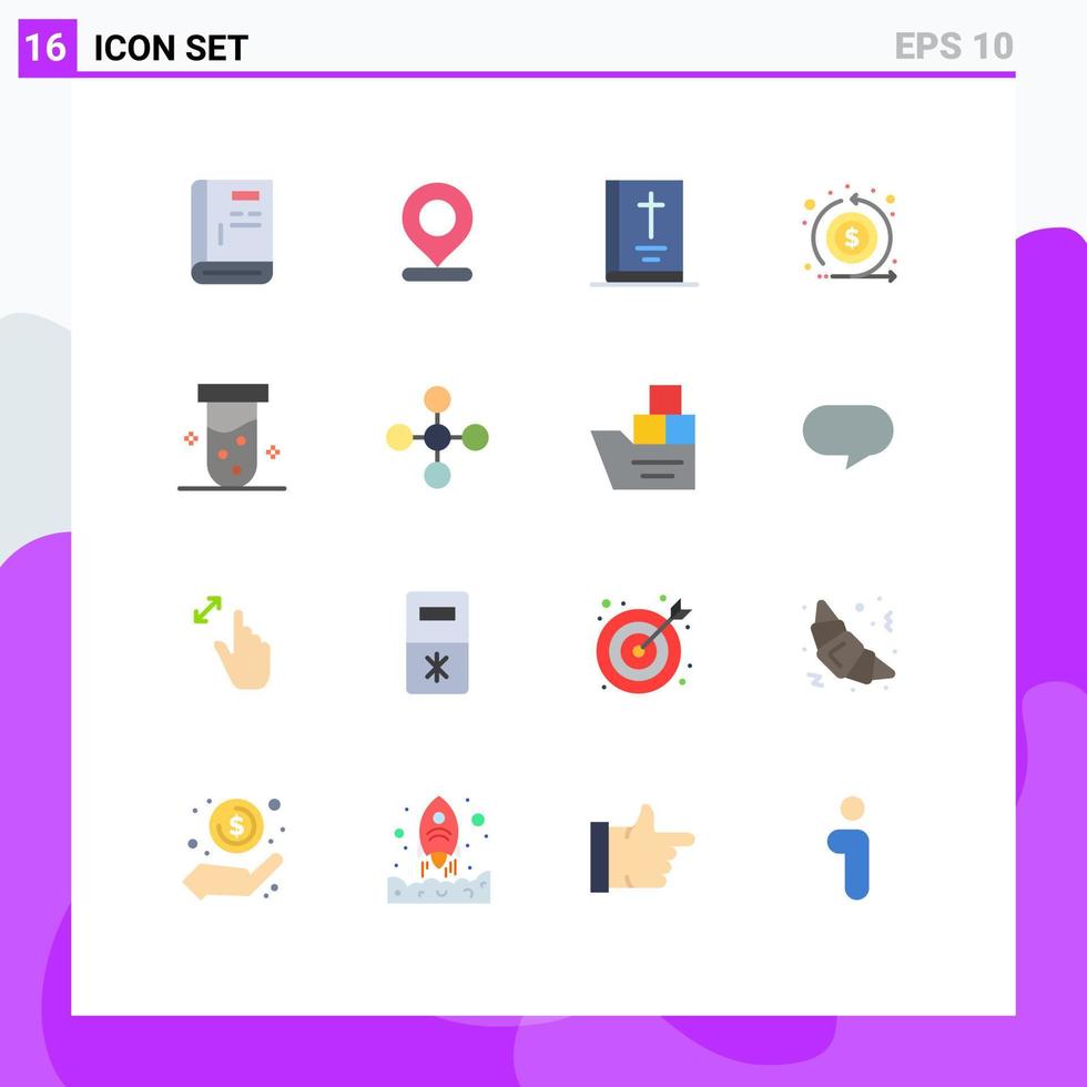 modern uppsättning av 16 platt färger och symboler sådan som rör investering stift strömma tacksägelse redigerbar packa av kreativ vektor design element