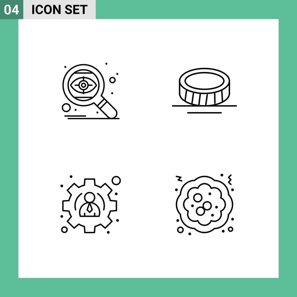 användare gränssnitt packa av 4 grundläggande fylld linje platt färger av Sök användare öga pengar jul redigerbar vektor design element