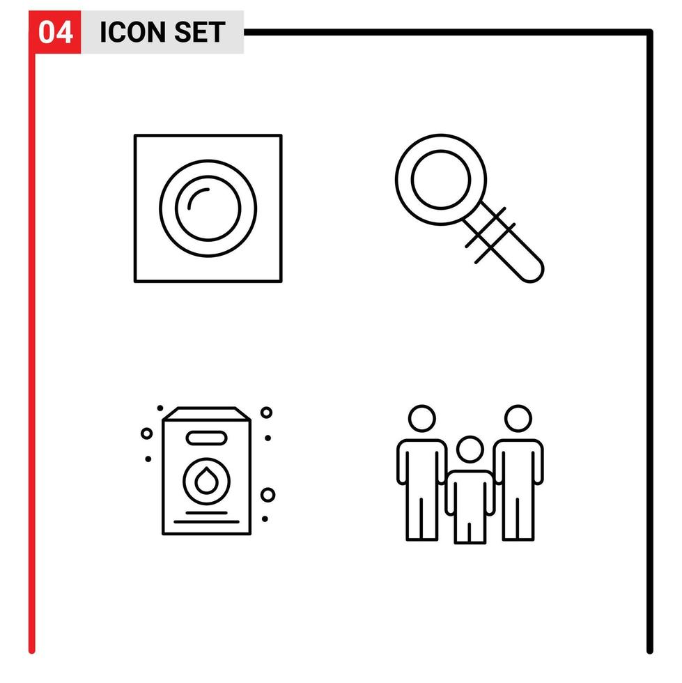 4 kreativ ikoner modern tecken och symboler av interiör mataffär infälld Sök par redigerbar vektor design element