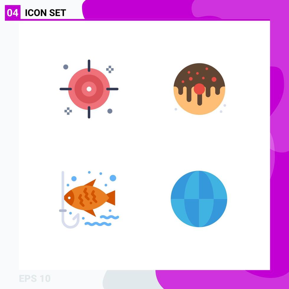 4 tematiska vektor platt ikoner och redigerbar symboler av företag fiske efterrätt mat fritid redigerbar vektor design element