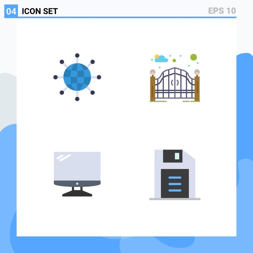 satz von 4 modernen ui-symbolen symbole zeichen für connect computer erdtor gerät editierbare vektordesignelemente vektor