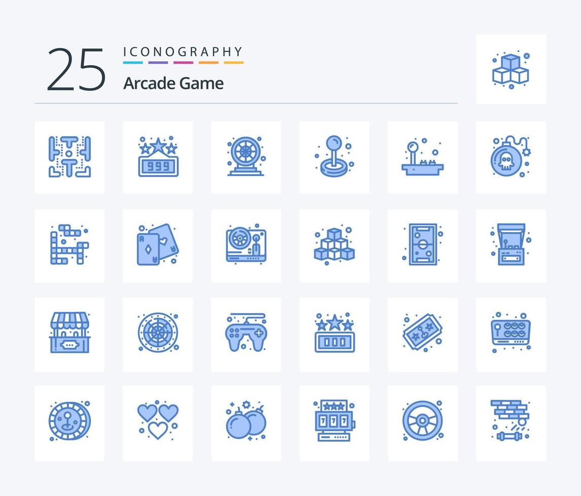 arkad 25 blå Färg ikon packa Inklusive spel. bomba. roligt. spela. roligt vektor