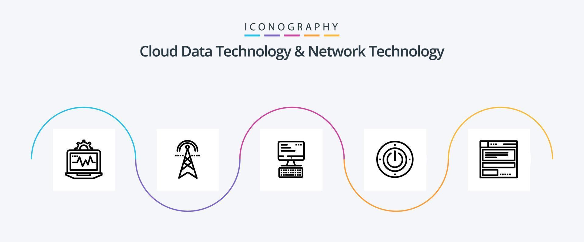 moln data teknologi och nätverk teknologi linje 5 ikon packa Inklusive fil . kraft. datoranvändning. energi. datoranvändning vektor