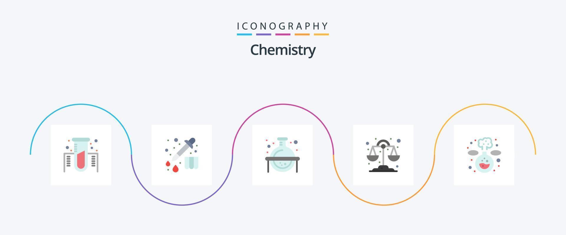 Chemie Flat 5 Icon Pack inklusive. Experiment. Flasche. Chemie. Waage vektor