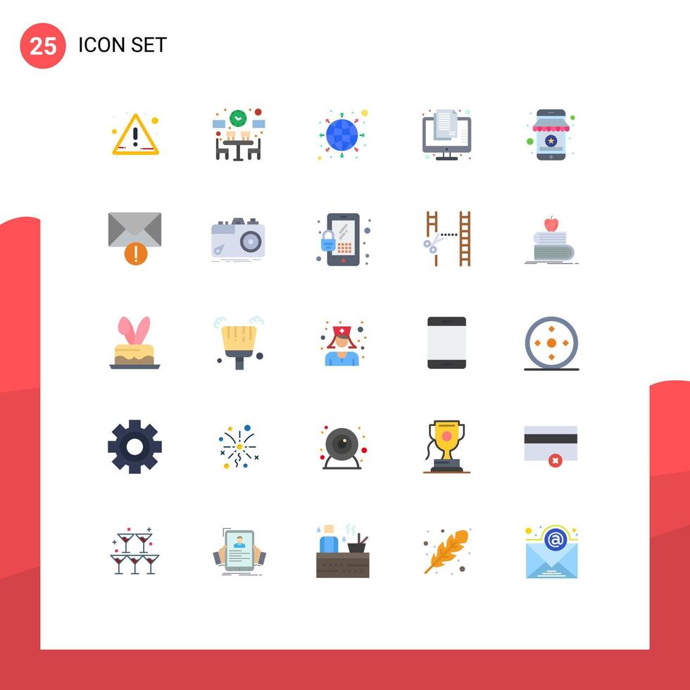 flaches Farbpaket mit 25 universellen Symbolen für vertrauliche, bearbeitbare Vektordesign-Elemente für geheime Online-Internetinformationen vektor