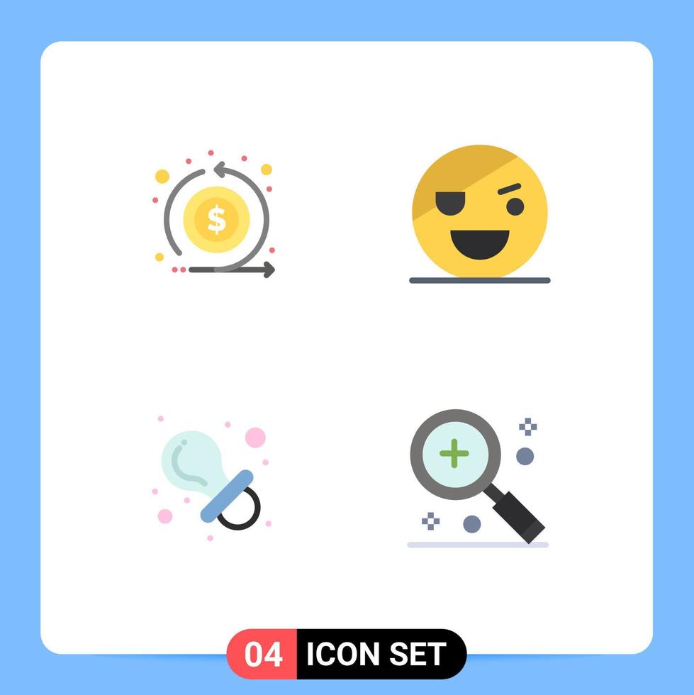4 universell platt ikon tecken symboler av kontanter leksak lämna tillbaka monster dummy redigerbar vektor design element