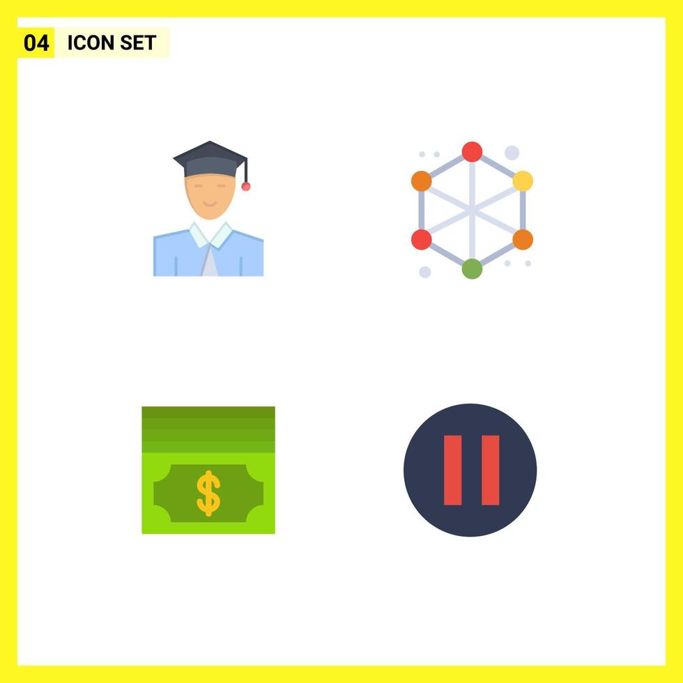 4 användare gränssnitt platt ikon packa av modern tecken och symboler av studerande dollar inlärning server multimedia redigerbar vektor design element