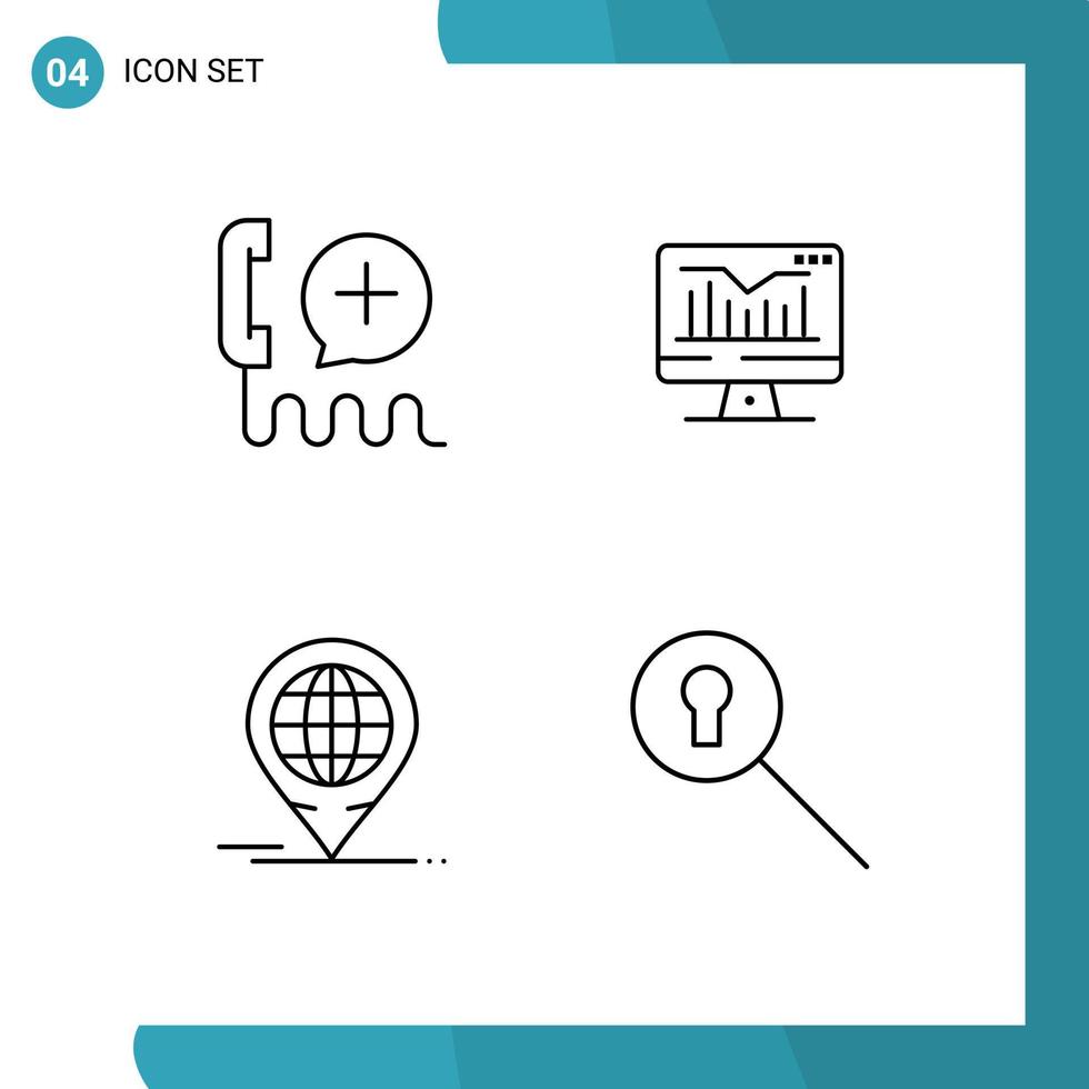 modern uppsättning av 4 fylld linje platt färger pictograph av Lägg till företag gränssnitt statisk global redigerbar vektor design element