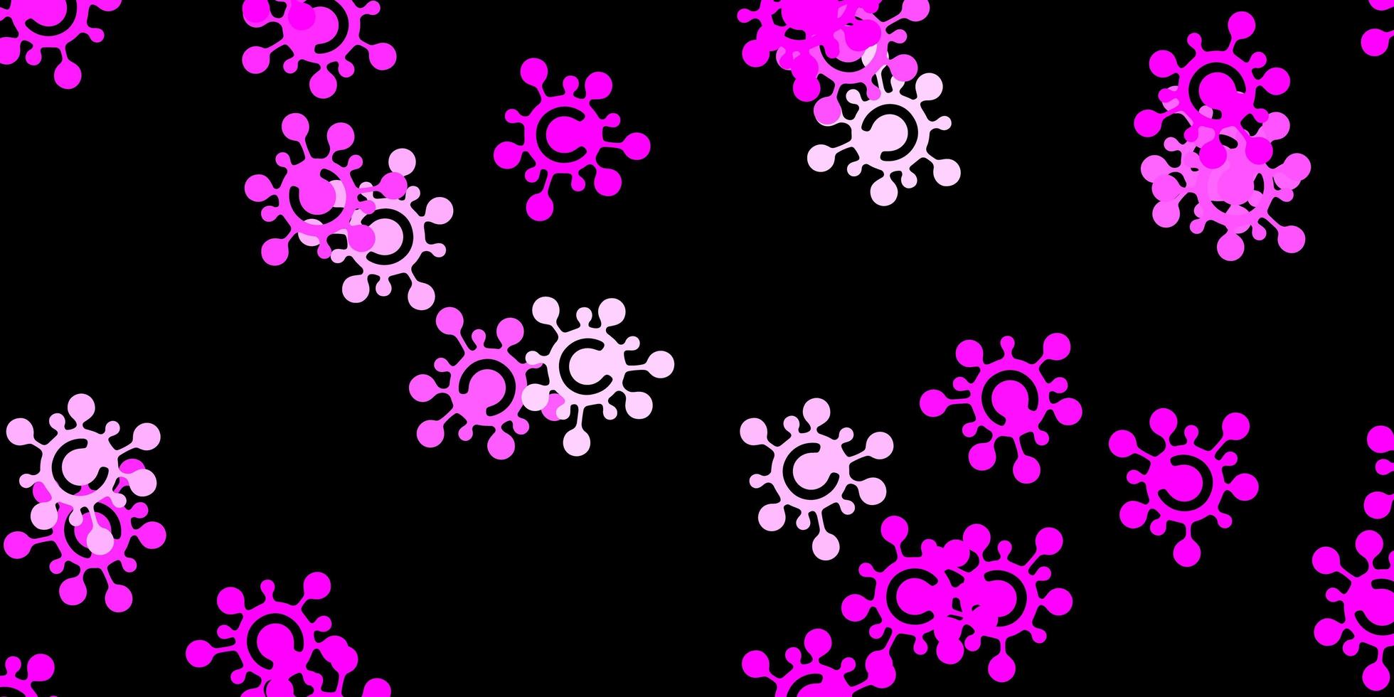 dunkelrosa Vektormuster mit Coronavirus-Elementen. vektor