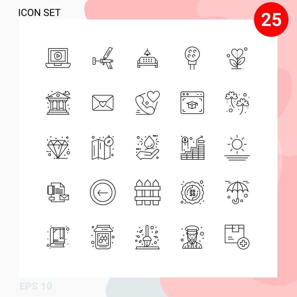 uppsättning av 25 modern ui ikoner symboler tecken för sport boll verktyg golf klump redigerbar vektor design element