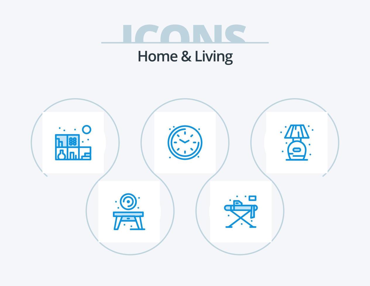 Haus und Leben blau Icon Pack 5 Icon Design. Stand. heim. heim. betrachten. Leben vektor