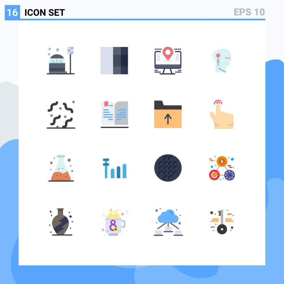 modern uppsättning av 16 platt färger och symboler sådan som halloween information dator mänsklig analys redigerbar packa av kreativ vektor design element