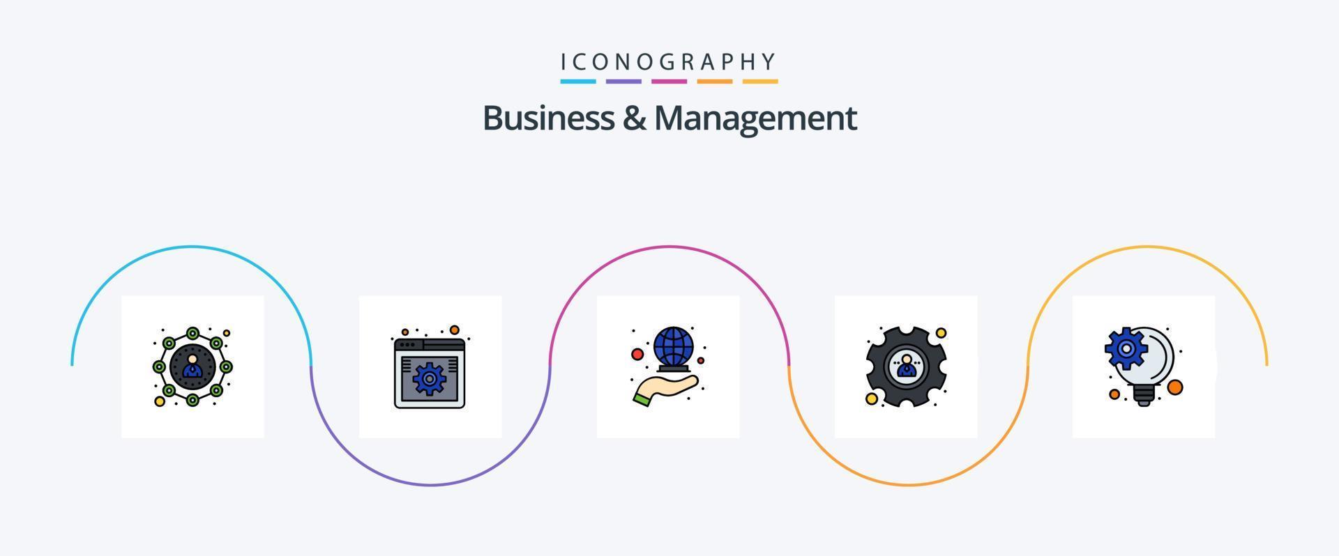 Business- und Management-Line-Flat-5-Icon-Pack mit innovativer Idee. Benutzer. Netz. Profil. Marketing vektor