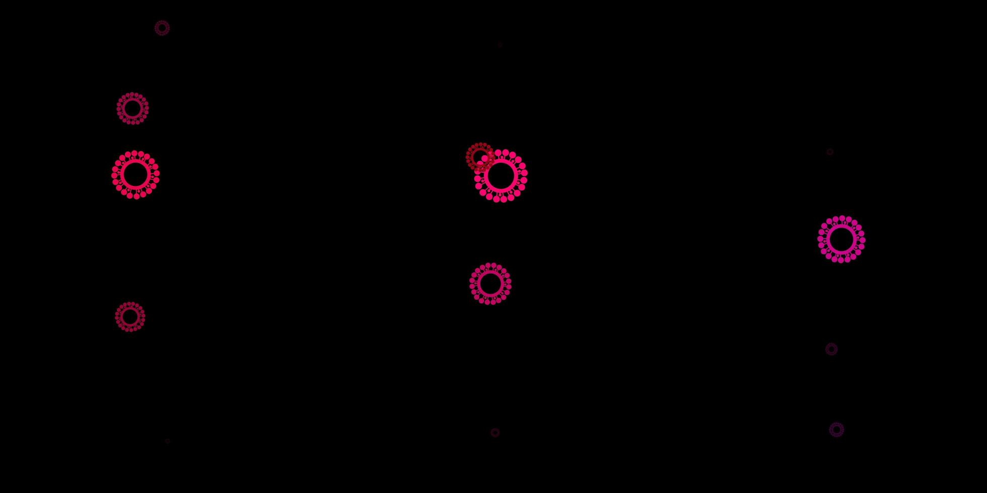 dunkelrosa Vektormuster mit Coronavirus-Elementen. vektor