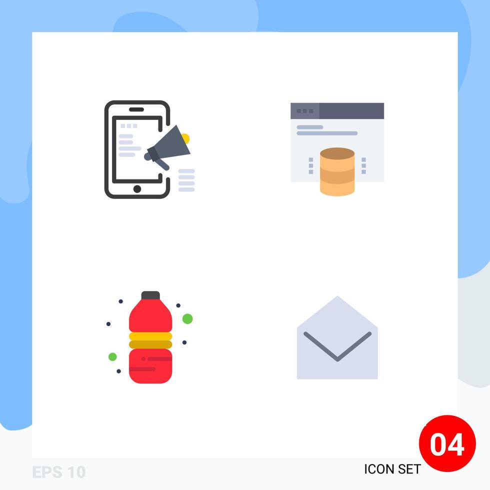 stock vektor ikon packa av 4 linje tecken och symboler för annons flaska mobil internet värd vatten flaska redigerbar vektor design element