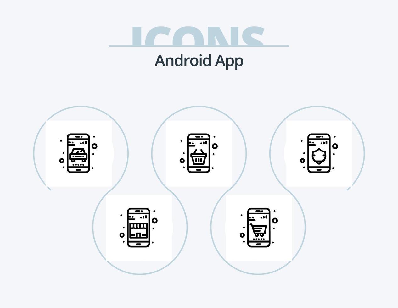 android app line icon pack 5 symboldesign. online Shop. Geschäft. hoch. Korb. Geld vektor