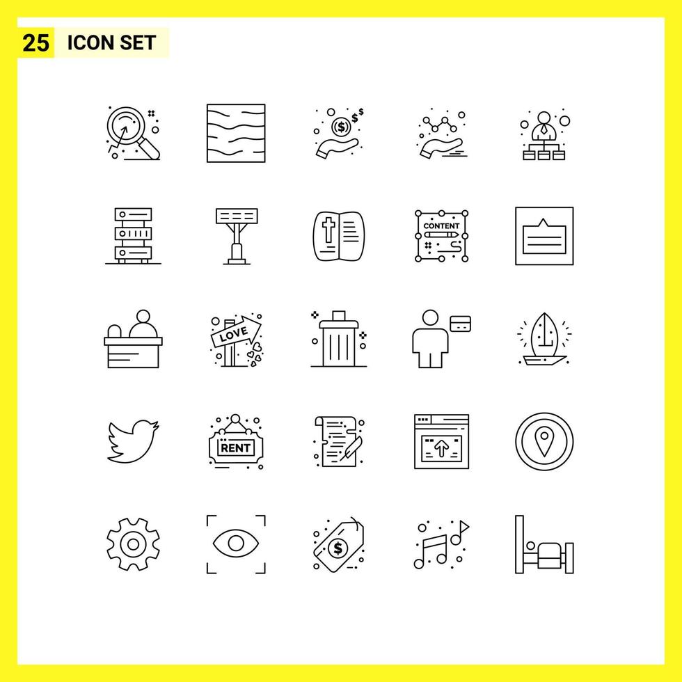 uppsättning av 25 modern ui ikoner symboler tecken för hierarkisk strukturera Graf väder data kontanter redigerbar vektor design element