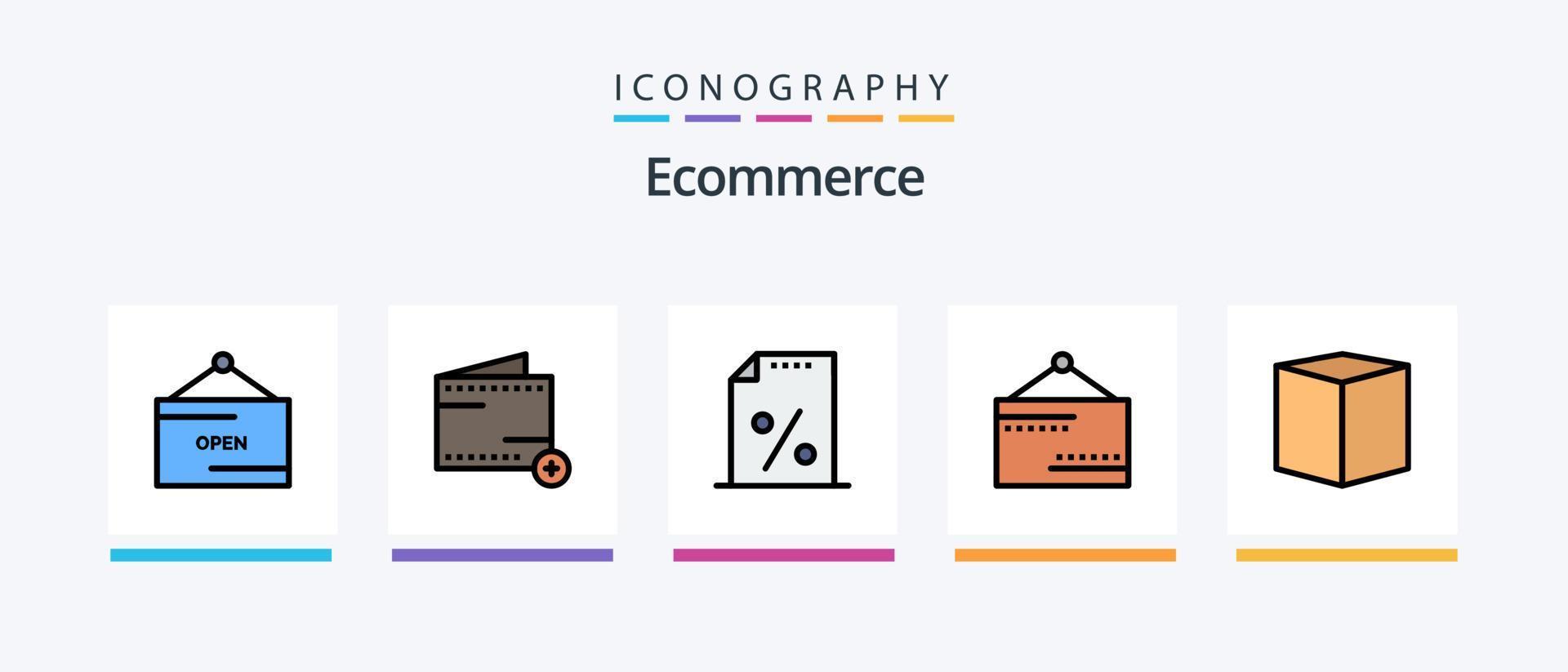 E-Commerce-Linie gefüllt 5 Icon Pack inklusive Shopping. löschen. gesendet. Wagen. e. kreatives Symboldesign vektor