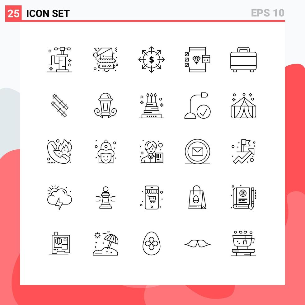 uppsättning av 25 modern ui ikoner symboler tecken för väska utveckla budget kodning app redigerbar vektor design element