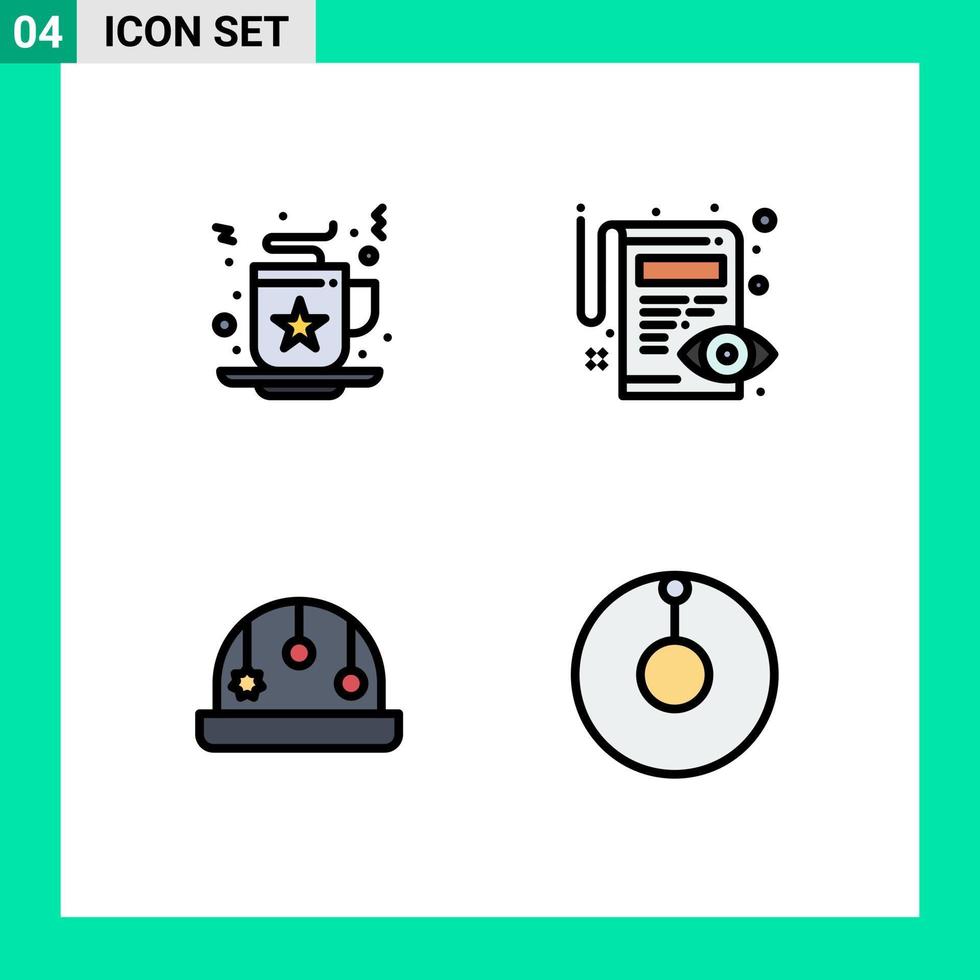 uppsättning av 4 modern ui ikoner symboler tecken för firande lekhage dryck penna astronomi redigerbar vektor design element
