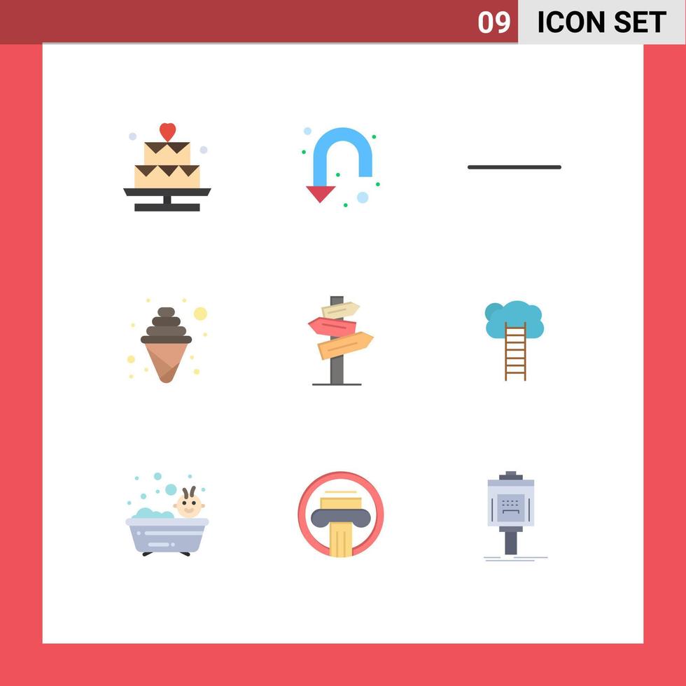 satz von 9 modernen ui-symbolen symbolzeichen für zimmer hotel minus richtung eis editierbare vektordesignelemente vektor