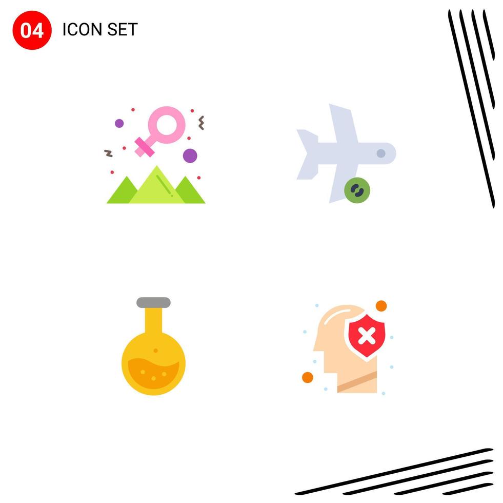 Flaches Icon-Paket mit 4 universellen Symbolen für den Erfolg der Erfolgsröhre. Erfrischen Sie die Wissenschaft editierbare Vektordesign-Elemente vektor