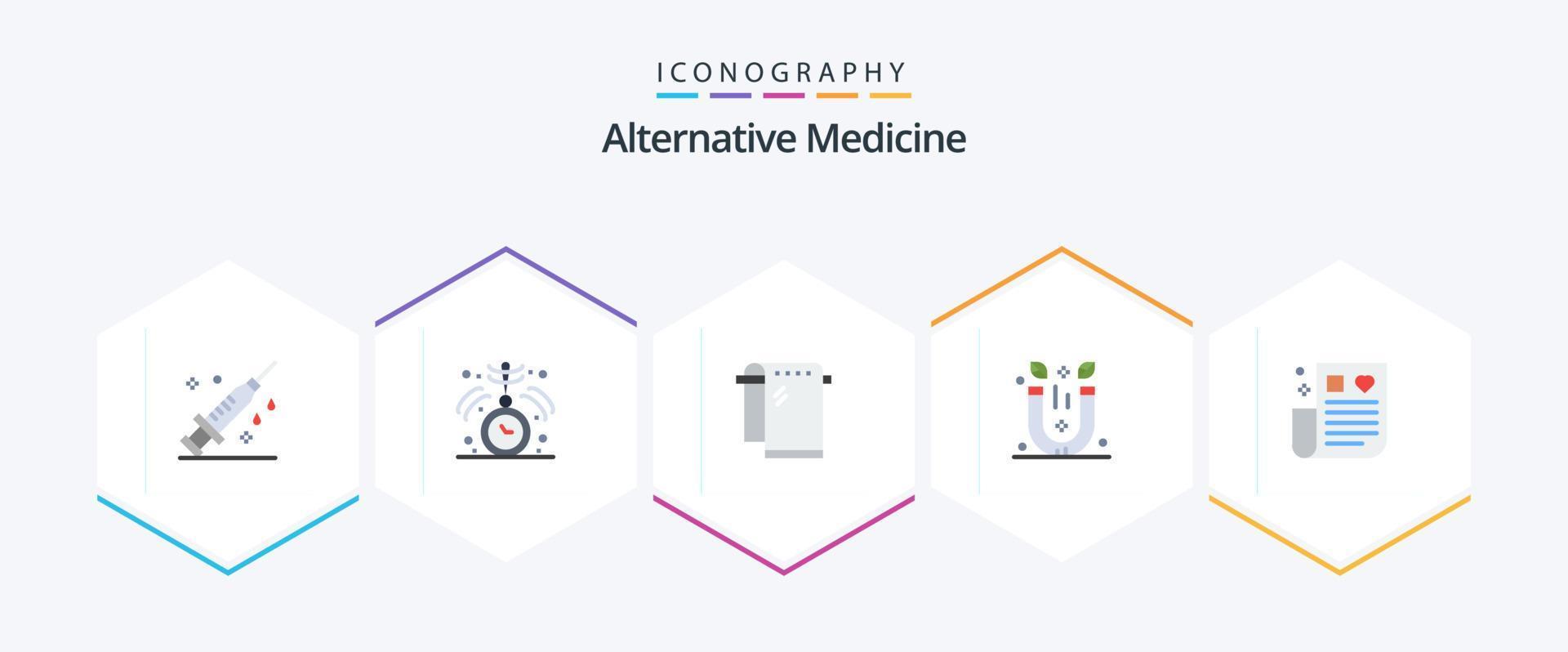 alternativ medicin 25 platt ikon packa Inklusive sjukvård. terapi. bad. spa. magnet vektor