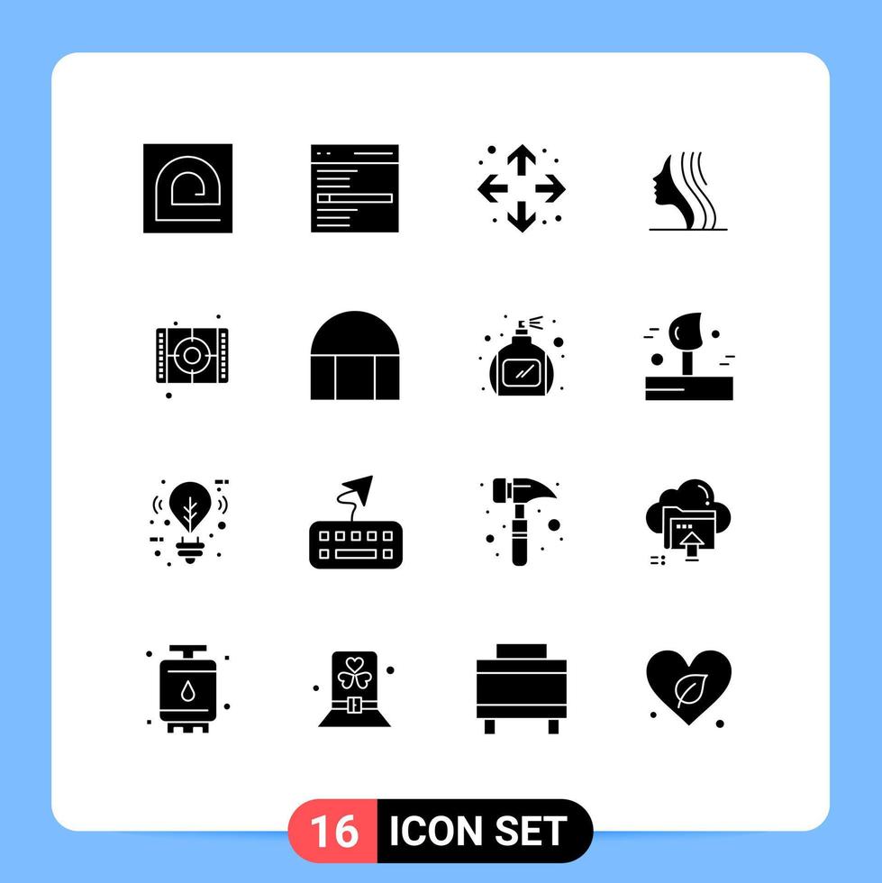 satz von 16 modernen ui-symbolen symbole zeichen für filmmädchen suchen frauen maximieren bearbeitbare vektordesignelemente vektor
