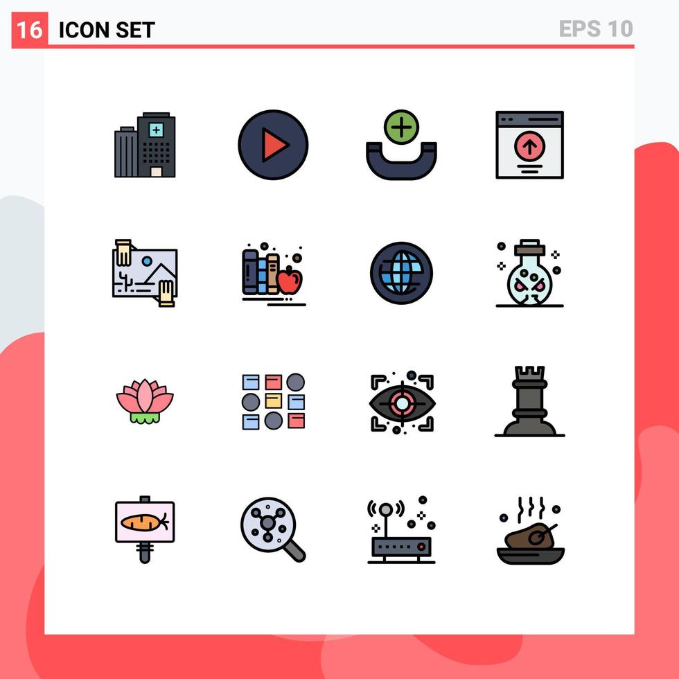 16 användare gränssnitt platt Färg fylld linje packa av modern tecken och symboler av bild distribution telefon bidrag ladda upp redigerbar kreativ vektor design element