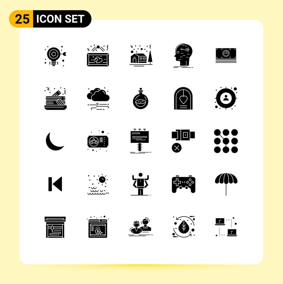 grupp av 25 modern fast glyfer uppsättning för sinne dataintrång romantisk hacka vinter- redigerbar vektor design element