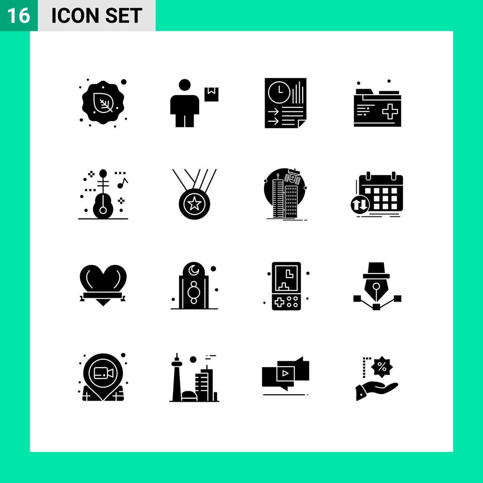 uppsättning av 16 modern ui ikoner symboler tecken för medicinsk vård paket Rapportera sida redigerbar vektor design element